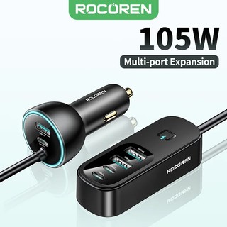 Tẩu Sạc Nhanh 105W Cổng USB Type C 6 Trong 1 QC4.0 3.0 Cho Xe Hơi iPhone Samsung Xiaomi