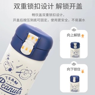Trường học Phải có Nhật Bản Richell đậu phộng Series Snoopy Thép không gỉ cho bé Cốc nước Richell Xanh hải quân cách nhiệt Bình nước cách nhiệt dành cho trẻ em Trường học chuyên dụng Cốc rơm cách nhiệt dành cho người lớn