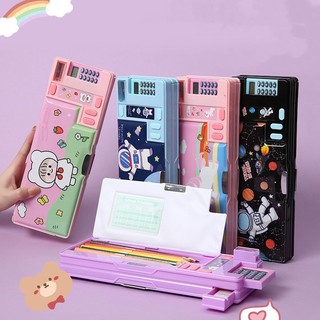 Hộp Đựng Bút Chì / Máy Tính Bằng Nhựa Đa Năng In Hoạt Hình Dễ Thương Cho Bé