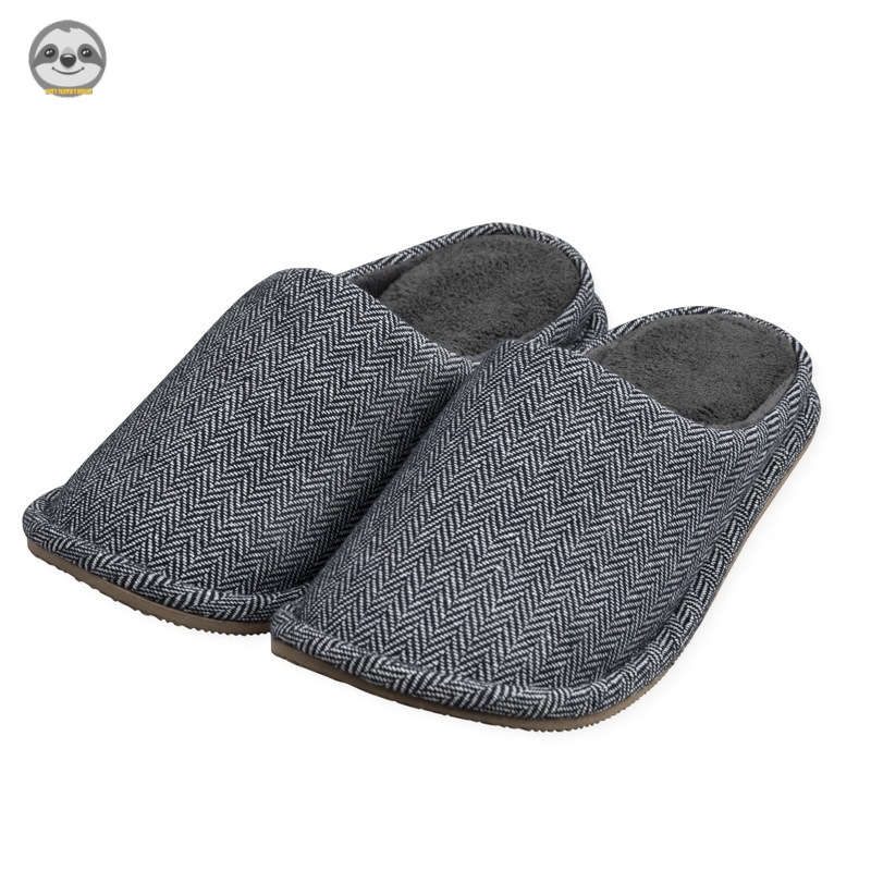 [Hàng có sẵn] Phong cách Nhật Bản Muji / Dép đi trong nhà bằng vải / Dép Cotton dày lót lông cừu / Dép xỏ đầu lớn Jacquard màu trơn / Chống trượt S