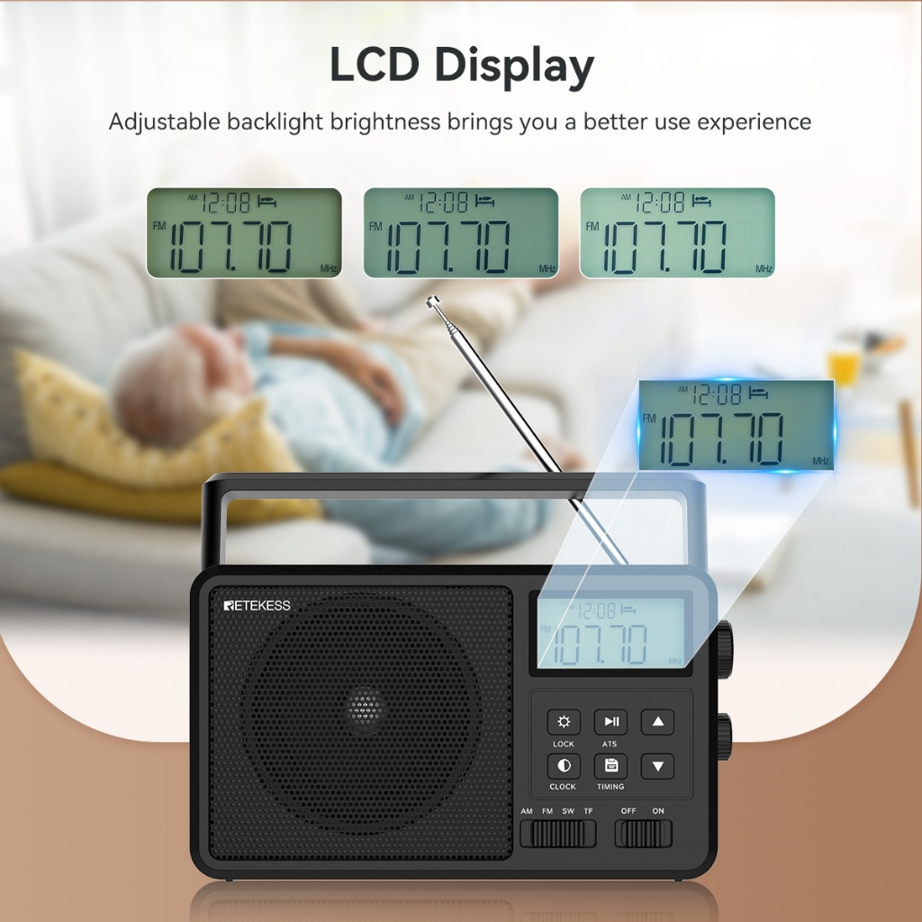 Ảnh Radio bluetooth retekess tr638 Có Màn Hình lcd Cho Người Lớn Tuổi 2
