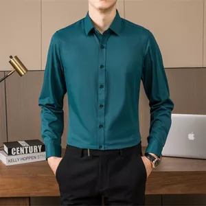 Thời Trang Áo Sơ Mi Nam Dài Tay Màu Trơn Phong Cách Công Sở Lịch Lãm