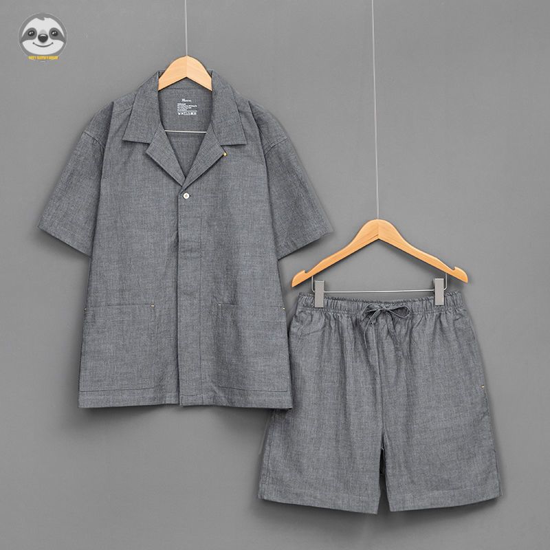 Phong Cách Nhật Bản muji style / Bộ Đồ Dài cotton Dệt May Mật Độ Cao / Áo Liền Mạch / Quần Dài Dáng Rộng Hợp Thời Trang