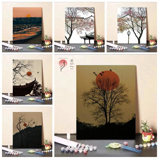 MOZI✨Hoàng hôn 40*50cm tranh tô màu theo số sơn theo số sơn acrylic  tranh số hoá anime Hoàng Hôn Bay Với Con Ngỗng Tranh Sơn Dầu Vẽ Màu Thủ Công Bằng acrylic Giá Trị Cao Trang Trí Phong Cách Trung Hoa Làm Quà Tặng Bạn Gái