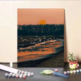 MOZI✨Hoàng hôn 40*50cm tranh tô màu theo số sơn theo số sơn acrylic  tranh số hoá anime Hoàng Hôn Bay Với Con Ngỗng Tranh Sơn Dầu Vẽ Màu Thủ Công Bằng acrylic Giá Trị Cao Trang Trí Phong Cách Trung Hoa Làm Quà Tặng Bạn Gái