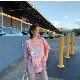 Áo Thun Tay Lỡ Nữ  IN HÌNH Tie-Dye Loang Màu Cá Heo Im Dead Inside Tay Lỡ Dáng Rộng