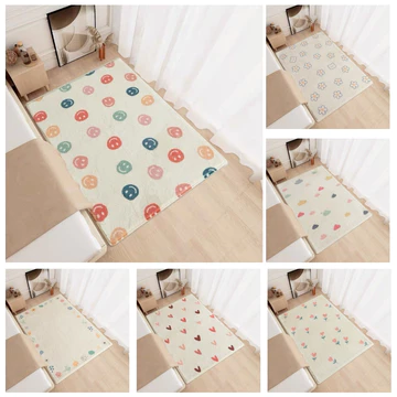 thảm long mặt cười đầy màu sắc Vải nhung lông cừu mềm mại và thoải mái chống trượt thảm trải sàn phòng ngủ 40x60cmĐẾN80x200cm thảm lông thảm decor phòng ngủ lông trải sàn phòng ngủ trải giường
