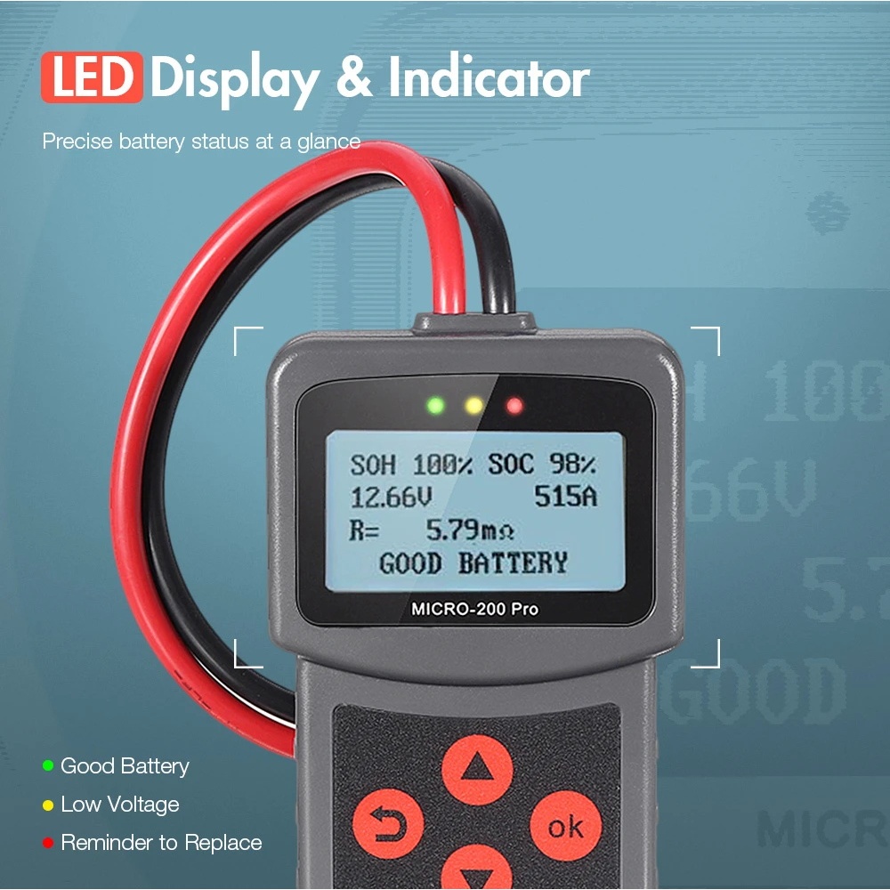 Lancol Dụng Cụ Phân Tích Pin Động Cơ Xe Hơi / Xe Máy micro200pro 12 / 24v 40 Đến 2000cca