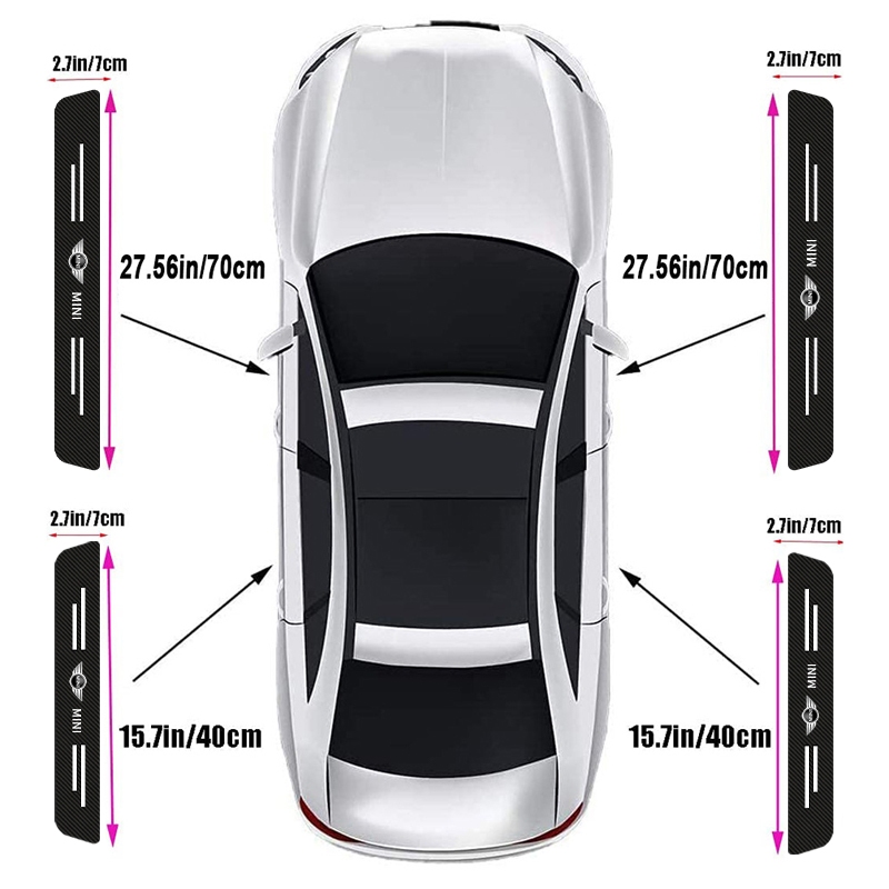 Bộ 4 Miếng Dán Trang Trí Xe Hơi Chống Trầy Xước In logo Bằng Sợi carbon Cho mini cooper one s r50 r53 r56 r60 f55 f56 r57