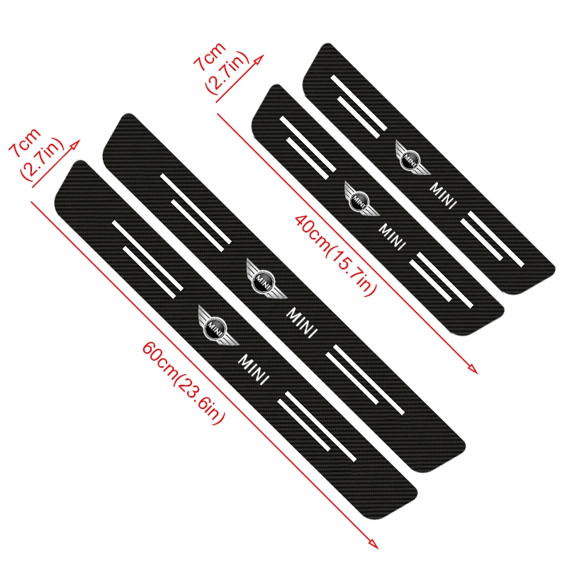 Bộ 4 Miếng Dán Trang Trí Xe Hơi Chống Trầy Xước In logo Bằng Sợi carbon Cho mini cooper one s r50 r53 r56 r60 f55 f56 r57