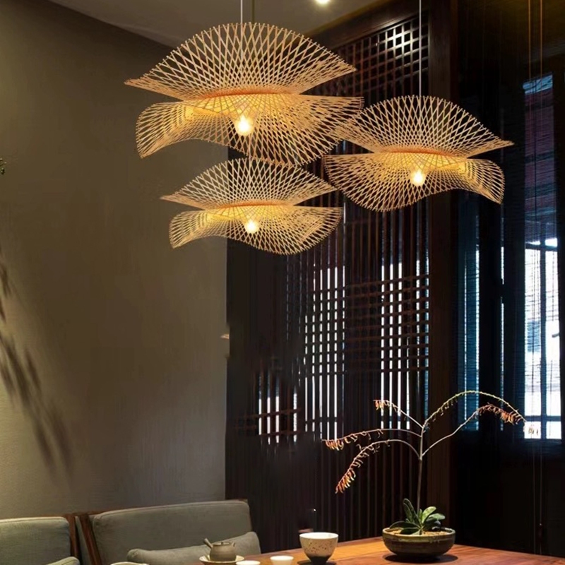 Nhật Bản Tre Mặt Dây Chuyền Ánh Sáng Mây Đèn Trần Nhà Trà Cafe Nhà Hàng Thanh Retro Mặt Dây Chuyền Đèn
