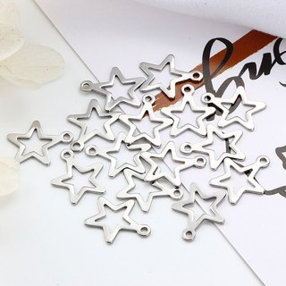 Mặt dây chuyền ngôi sao năm cánh nhỏ rỗng bằng thép không gỉ cho phụ kiện trang sức DIY
