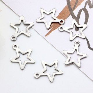 Mặt dây chuyền ngôi sao năm cánh nhỏ rỗng bằng thép không gỉ cho phụ kiện trang sức DIY