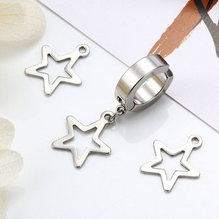 Mặt dây chuyền ngôi sao năm cánh nhỏ rỗng bằng thép không gỉ cho phụ kiện trang sức DIY