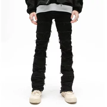 ̂̀n jean đen nam 2026 amiri quần jean cạp cao denim quần hiphop nam skinny Quần bò rách gối phong cách Hàn Quốc thời trang quần jean skinny nam