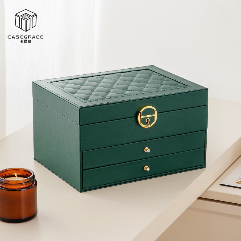 Casegrace Hộp Đựng Trang Sức / Đồng Hồ / Trang Sức Cỡ Lớn Chống Bụi Có Ngăn Kéo