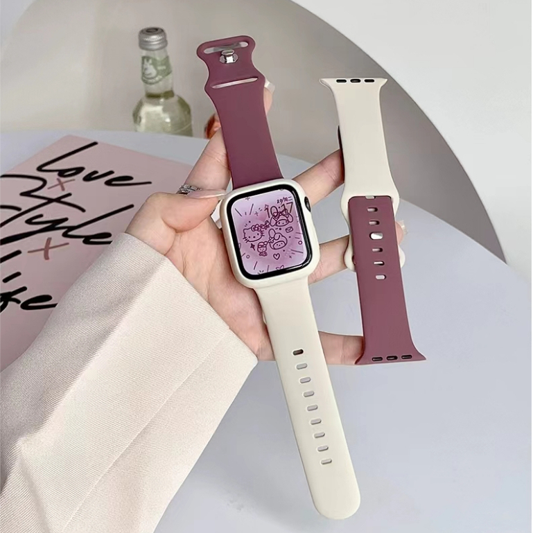 Dây đeo hai màu cho Apple Watch 46MM Band Series 11 10 9 8 7 SE 6 5 3 Vòng đeo tay thể thao thoáng khí bằng silicon cho iWatch 41mm 45mm 40mm 44mm 38mm 42mm Ultra 49mm