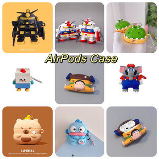 Ốp Vỏ Bảo Vệ Hộp Sạc Tai Nghe airpods 1 / 2 / 3 / pro / pro2 Bằng Silicon Mềm Hình capybara / Cá / Voi 3d Dễ Thương