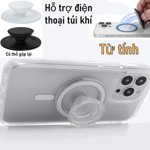 Ốp Điện Thoại Trong Suốt Có Vòng Đỡ Kim Loại Hít Nam Châm Có Thể Gập Gọn Cho iPhone 14 15 16 Pro Max