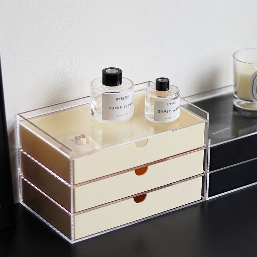 Hộp lưu trữ ngăn kéo màu tương phản thời trung cổ Hộp lưu trữ nhiều lớp Acrylic trong suốt Hộp tổ chức để bàn Hộp lưu trữ mỹ phẩm Hộp lưu trữ đồ trang sức Hộp lưu trữ khác nhau