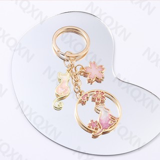 Móc Khóa Hình Mèo Và Hoa Anh Đào Dễ Thương