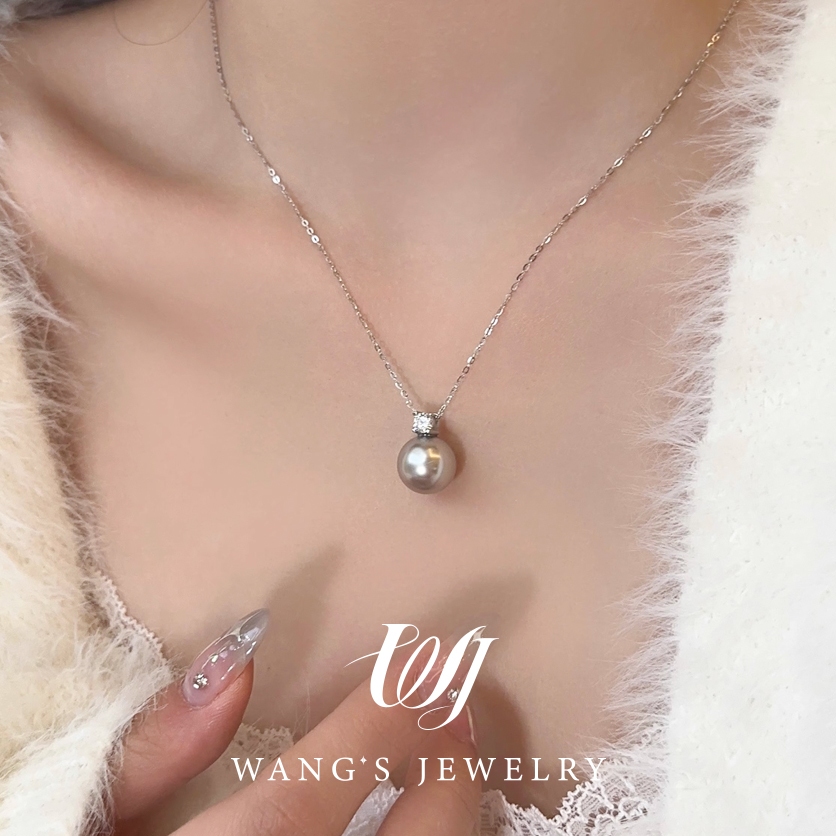Wj Vòng Cổ Dây Xích Đơn Giản Đính Ngọc Trai Màu Trắng Xám zircon Thời Trang Thu Đông Cao Cấp Làm Quà Tặng Cho Nữ