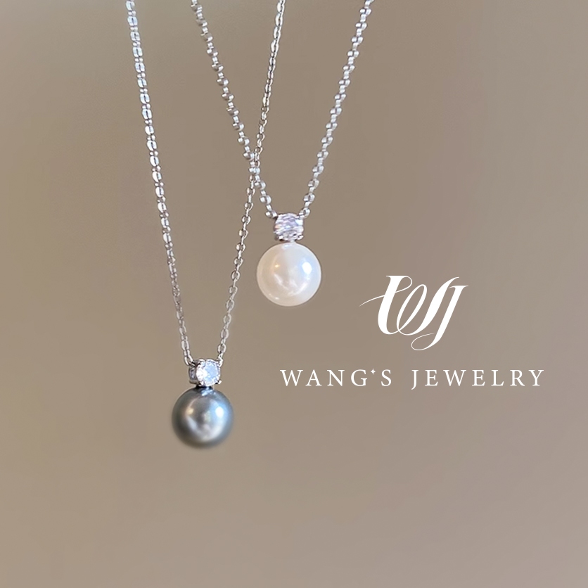 Wj Vòng Cổ Dây Xích Đơn Giản Đính Ngọc Trai Màu Trắng Xám zircon Thời Trang Thu Đông Cao Cấp Làm Quà Tặng Cho Nữ