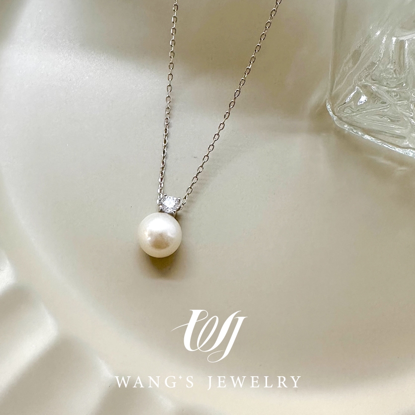 Wj Vòng Cổ Dây Xích Đơn Giản Đính Ngọc Trai Màu Trắng Xám zircon Thời Trang Thu Đông Cao Cấp Làm Quà Tặng Cho Nữ