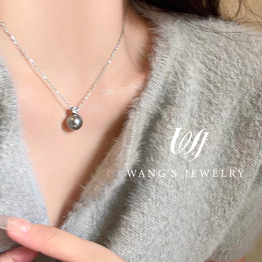 Wj Vòng Cổ Dây Xích Đơn Giản Đính Ngọc Trai Màu Trắng Xám zircon Thời Trang Thu Đông Cao Cấp Làm Quà Tặng Cho Nữ