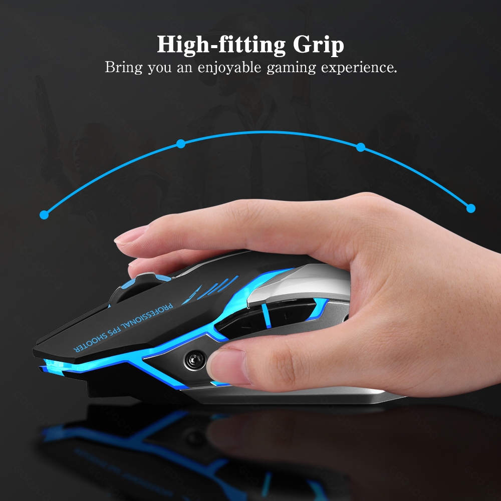 Ảnh Chuột gaming GOOJODOQ không dây 2400 DPI 2.4G tiết kiệm pin phù hơp làm việc văn phòng chơi game sạc lại cổng USB 2