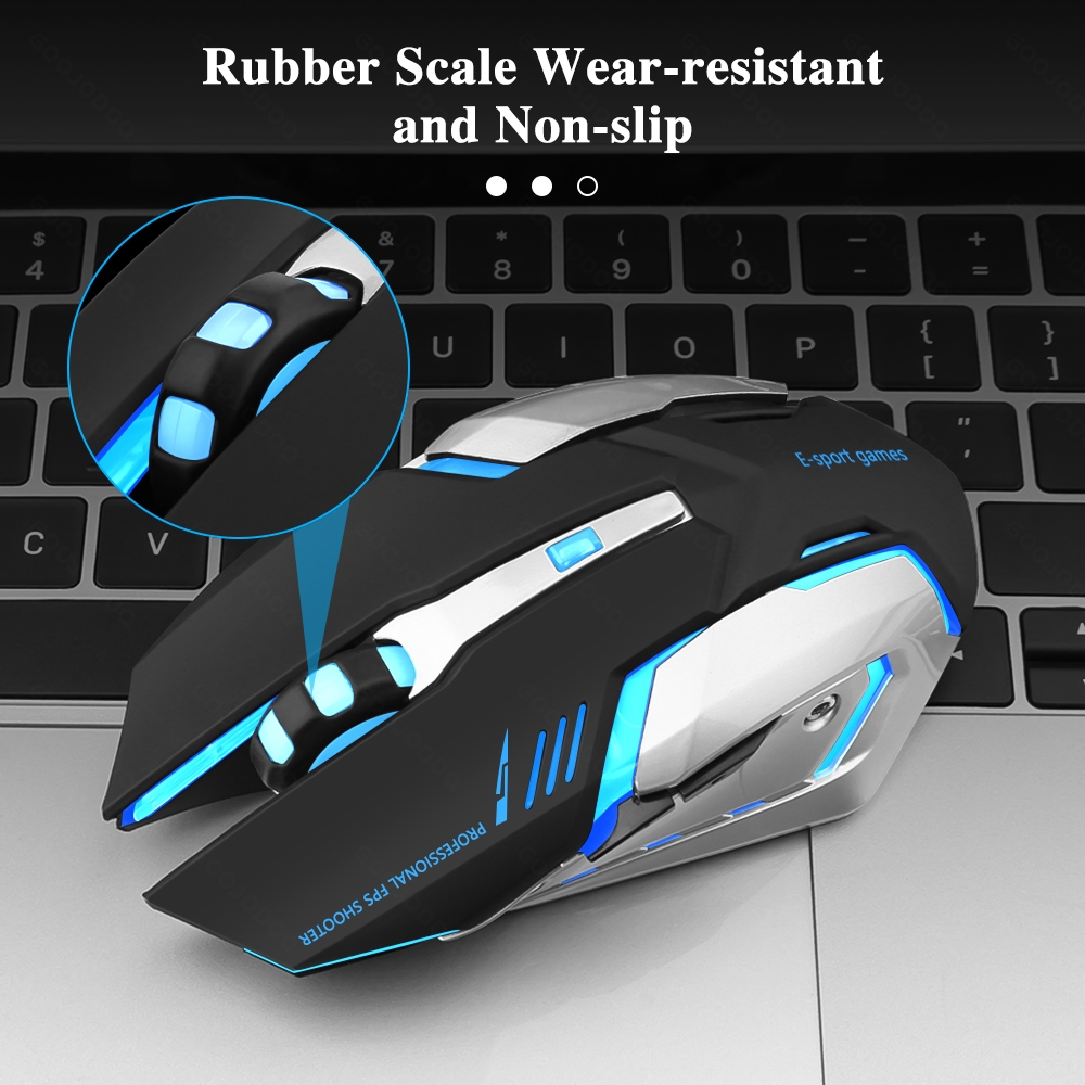 Ảnh Chuột gaming GOOJODOQ không dây 2400 DPI 2.4G tiết kiệm pin phù hơp làm việc văn phòng chơi game sạc lại cổng USB 3