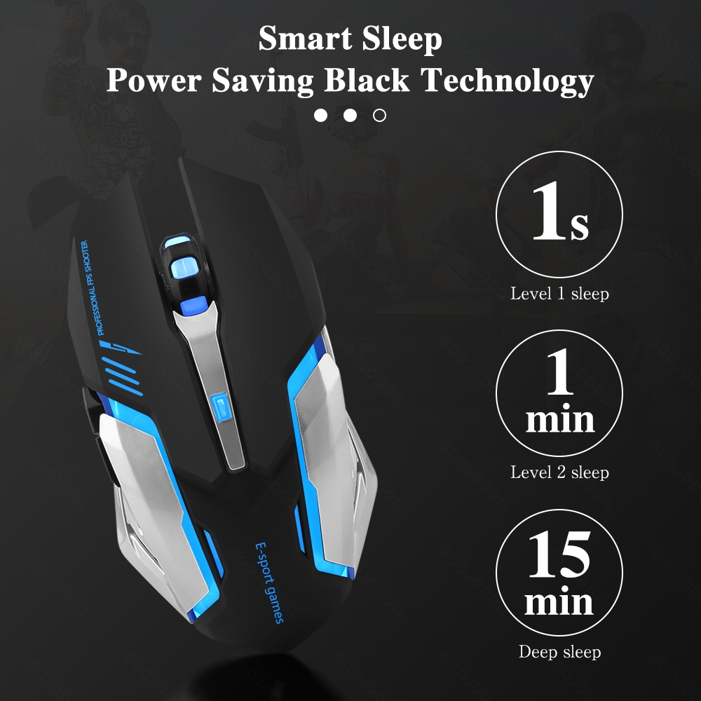 Ảnh Chuột gaming GOOJODOQ không dây 2400 DPI 2.4G tiết kiệm pin phù hơp làm việc văn phòng chơi game sạc lại cổng USB 4