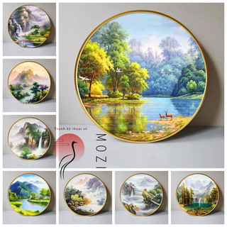 MOZI✨Với khung bên trong tranh phong cảnh 40*50cm tranh tô màu theo số sơn acrylic  tranh số hóa tranh sơn dầu số hoá sơn theo số tranh sơn dầu số hoáTranh Sơn Dầu Kỹ Thuật Số Khung Trong Hình Tròn Vẽ Tay Phong Cảnh
