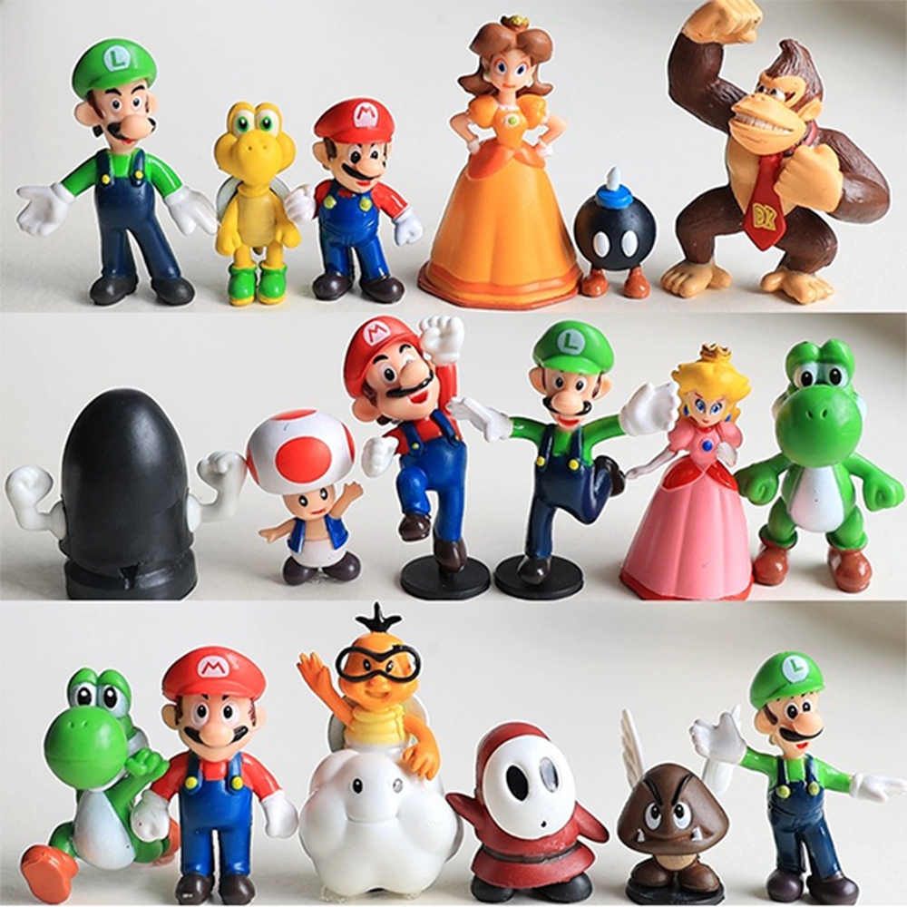 18+ Nhân Vật Mô hình Nintendo Super Mario Bros Đồ Chơi Solid PVC gồm ...