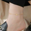 Lắc chân titan không gỉ mạ vàng 18k thiết kế 3 hình trái tim nhỏ xinh xắn phong cách trẻ trung dành cho nữ