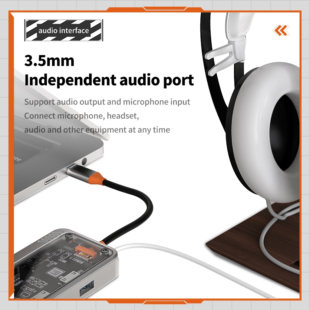 Ảnh Hub GOOJODOQ Type C và USB 3.0 chia cổng 10 trong 1 PD1000W HDMI 4k VGA RJ45 TF/SD cho laptop 4