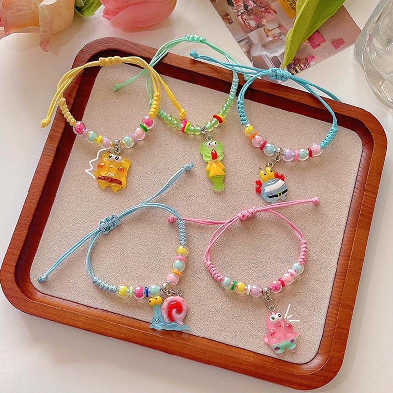 🔆Vòng Tay Dopamine HoạTt Hình Dễ Thương Spongebob Dây Bện ThờI Vòng Tay Hạt Trang đa Năng Ngọt Tay Phụ Kiện