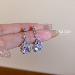 DREJEW Dây chuyền bông tai hình chữ V hình giọt nước nạm kim cương sang trọng và thời trang Bộ hai dây chuyền chuỗi xương đòn cao cấp dành cho nữ