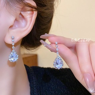 DREJEW Dây chuyền bông tai hình chữ V hình giọt nước nạm kim cương sang trọng và thời trang Bộ hai dây chuyền chuỗi xương đòn cao cấp dành cho nữ