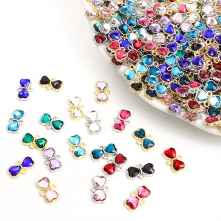 Set 10 Mặt Vòng cổ Hình Nơ Đính Đá Nhiều Màu Sắc Đính Đá Thủ Công Sáng Bóng Dành Cho Bạn Nữ Và Bé Gái diy