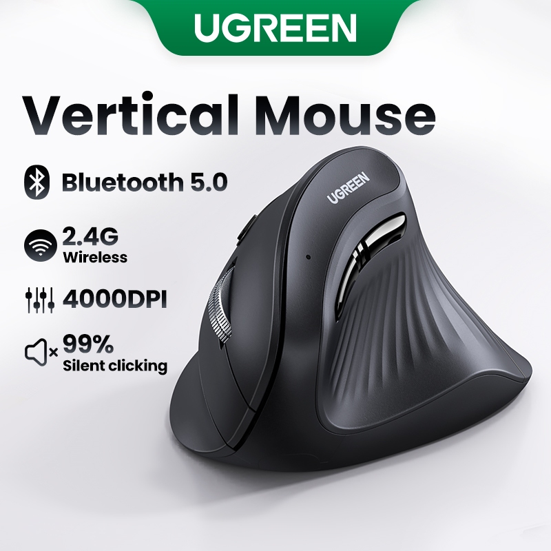 & UGREEN Chuột Dọc Ergonomic 4000DPI Chuột Nhấp Im Lặng Không Dây Cho Laptop PC Windows Mac OS Android Chuột Chống Trơn Trượt