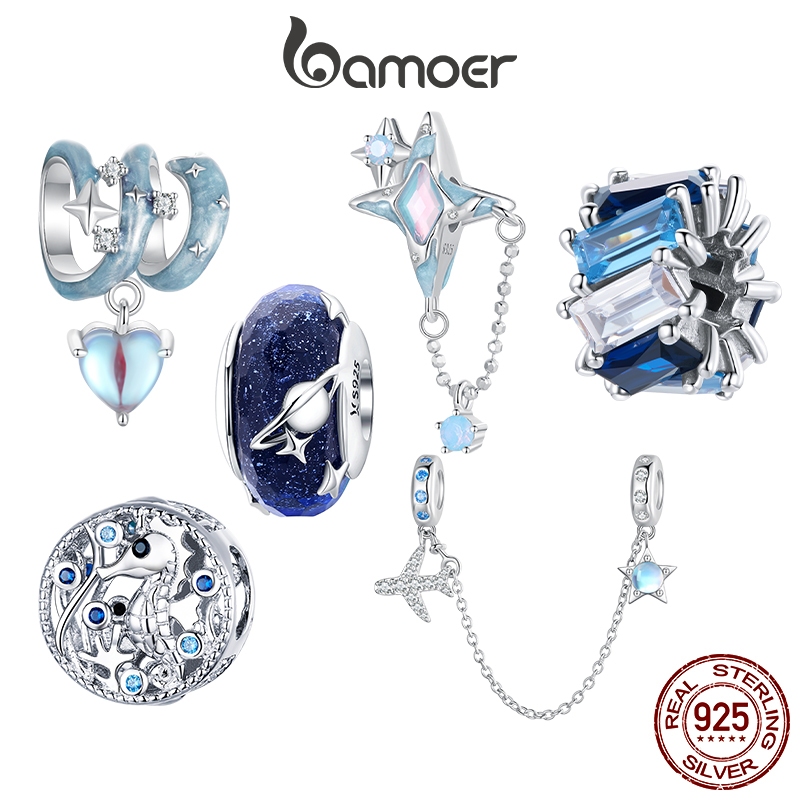 Ảnh Hạt xỏ BAMOER SCC1284 bạc 925 thủy tinh kiểu bầu trời đêm ngôi sao dải ngân hà làm vòng đeo tay cho nữ 1