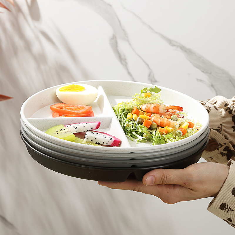 211 Nhựa Bảo mật Microwave Ăn uống 3 ngăn Trang chủ Phân vùng Ăn uống lành mạnh Đĩa bột đen trắng Cân bằng giảm cân Split Tablet cho người lớn và trẻ em 分餐盘