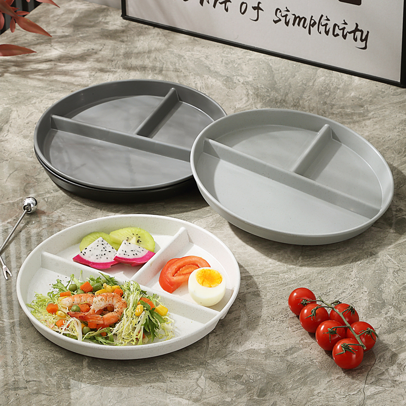 211 Nhựa Bảo mật Microwave Ăn uống 3 ngăn Trang chủ Phân vùng Ăn uống lành mạnh Đĩa bột đen trắng Cân bằng giảm cân Split Tablet cho người lớn và trẻ em 分餐盘