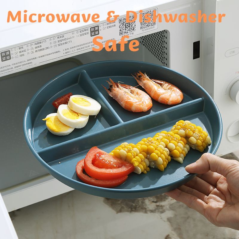 211 Nhựa Bảo mật Microwave Ăn uống 3 ngăn Trang chủ Phân vùng Ăn uống lành mạnh Đĩa bột đen trắng Cân bằng giảm cân Split Tablet cho người lớn và trẻ em 分餐盘