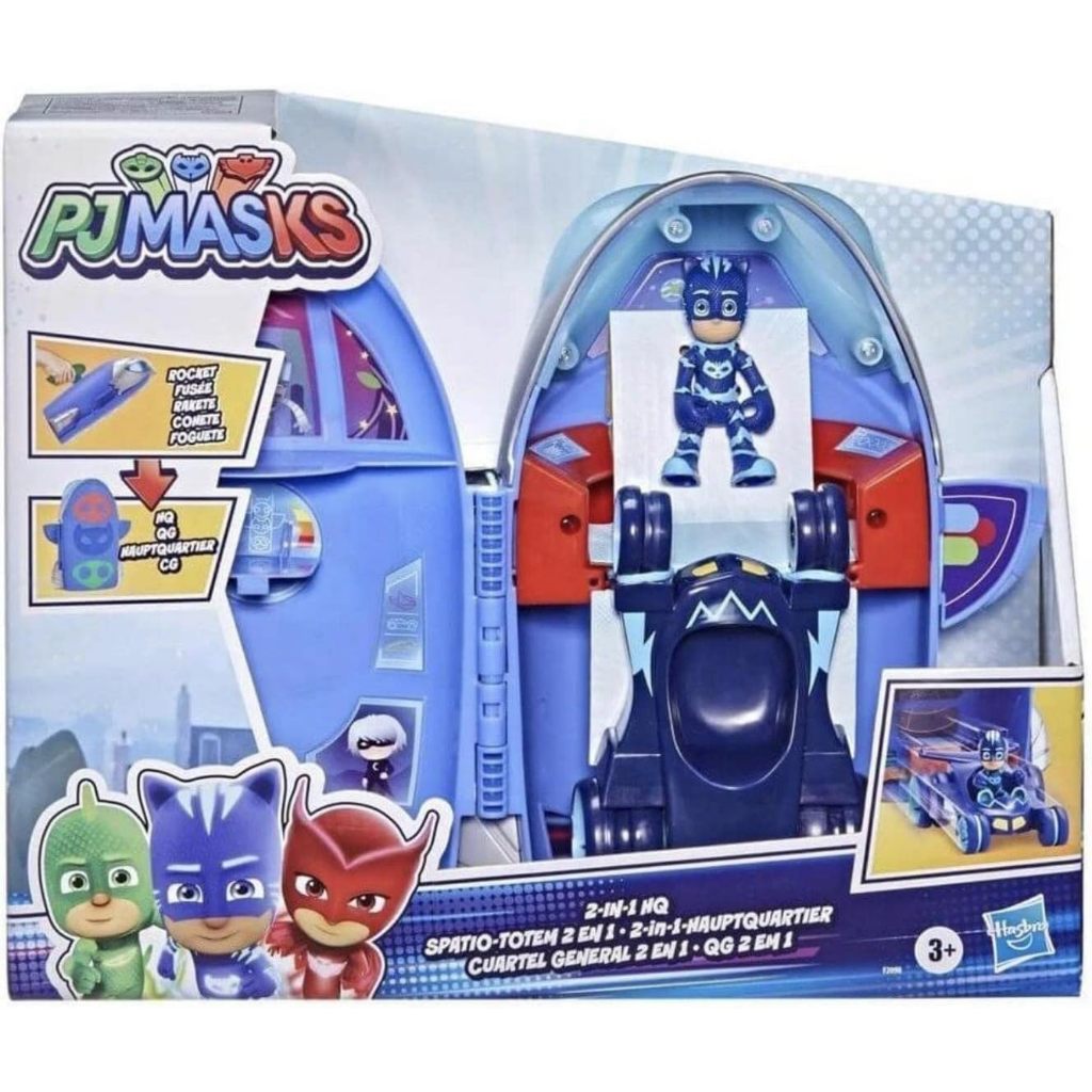 PJ Masks 2-in-1 HQ Playset, Headquarters and Rocket Preschool Toy Includes Catboy Action Figure and Cat-Car Vehicle Pj masks Đồ Chơi Mô Hình Nhân Vật catboy 2 Trong 1 hq