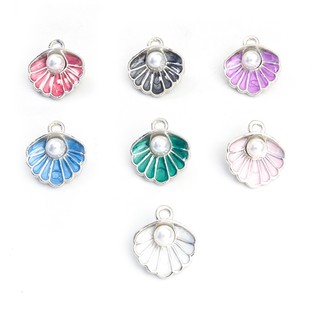 Set 10 Mặt Vòng cổ / Vòng Tay / Vòng cổ Hình Vỏ Sò Đính Ngọc Trai Giả Nhiều Màu diy