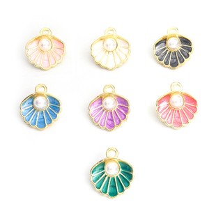 Set 10 Mặt Vòng cổ / Vòng Tay / Vòng cổ Hình Vỏ Sò Đính Ngọc Trai Giả Nhiều Màu diy