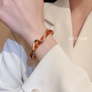 DREJEW Vòng tay mở ngọc trai bằng Vòng tay kết cấu kim loại Hàn Quốc thích hợp vòng tay cao cấp phong cách lạnh lùng