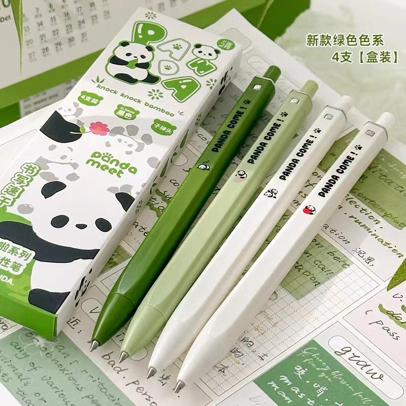 4 Cái / bộ Bút Gel Phong Cách Gấu Trúc Văn Phòng Phẩm Sinh Viên